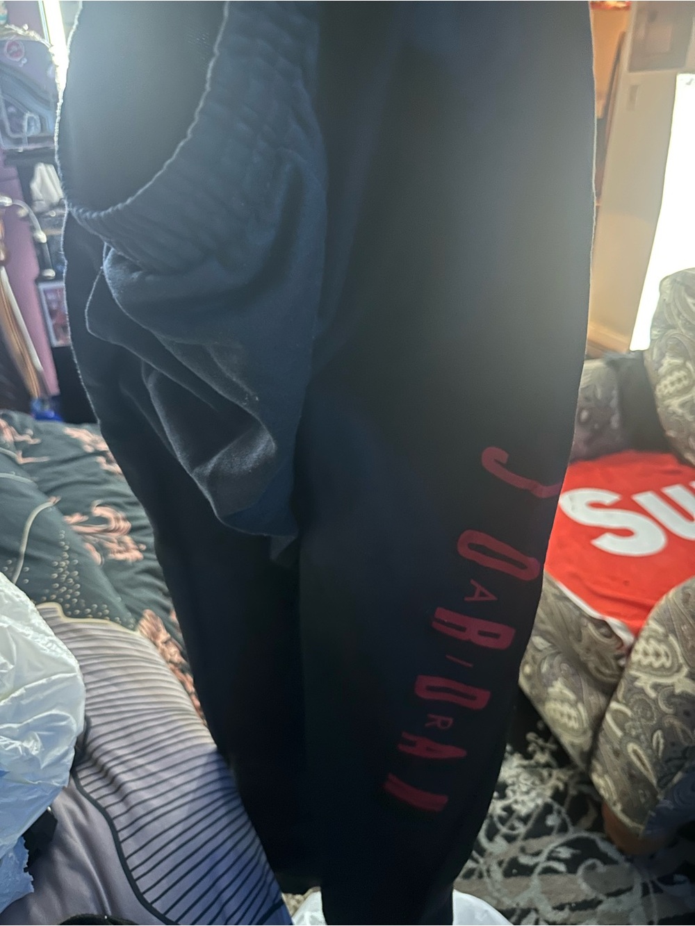 Jordan Black Sweatpants with Red Jumpman Logo